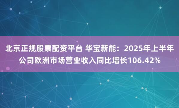 北京正规股票配资平台 华宝新能：2025年上半年公司欧洲市场营业收入同比增长106.42%