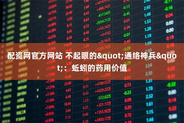 配资网官方网站 不起眼的"通络神兵"：蚯蚓的药用价值